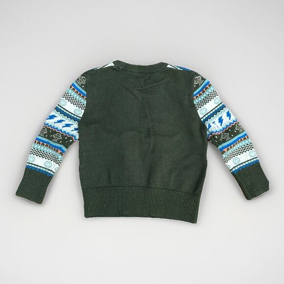 Rockets of Awesome Size 3T Green Blue Long Sleeve Knit Sweater UFO - Picture 2 of 8